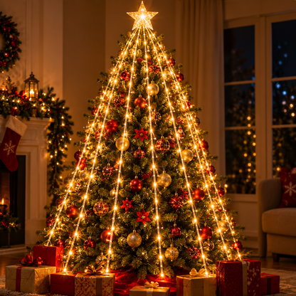 Combo Luces Estrella Cascada LED árbol + 🎁 Tapete regalo Gratis