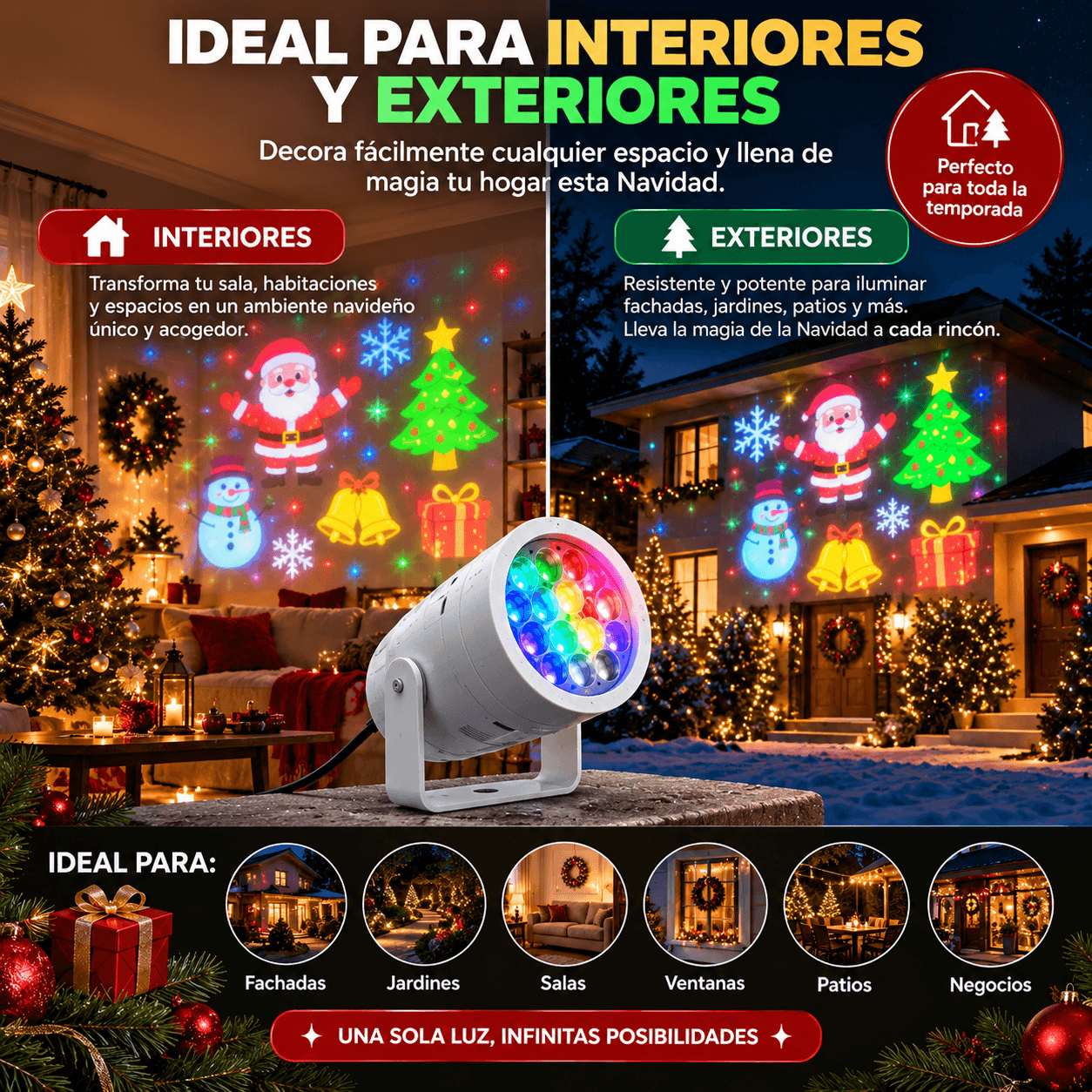 Proyector FestiLuz de Figuras Navideñas